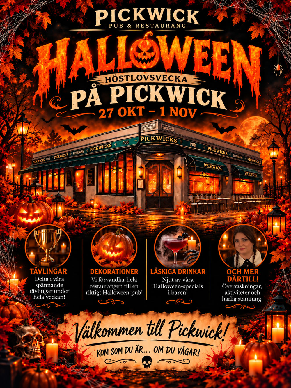 Info om Halloweenfirande på Pickwick